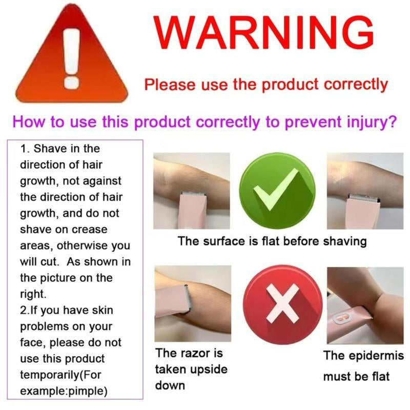 Electric Bikini Trimmer for Women, Rechargeable 2 in 1 Body & Facial Hair Removal, Waterproof Wet & Dry Use Trimmer for Women