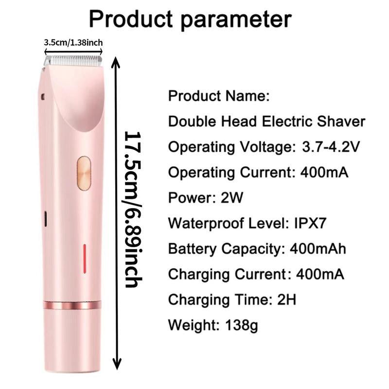 Electric Bikini Trimmer for Women, Rechargeable 2 in 1 Body & Facial Hair Removal, Waterproof Wet & Dry Use Trimmer for Women